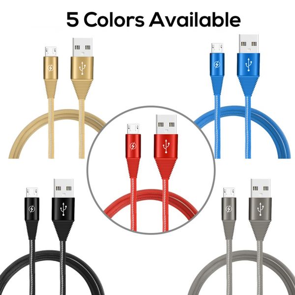 

Nylon Braided Cables 2.4A USB Cable Chargings Data Lines For iPhone iPad Huawei Chargers Android Phones Sync Cables 1M With Retail Package