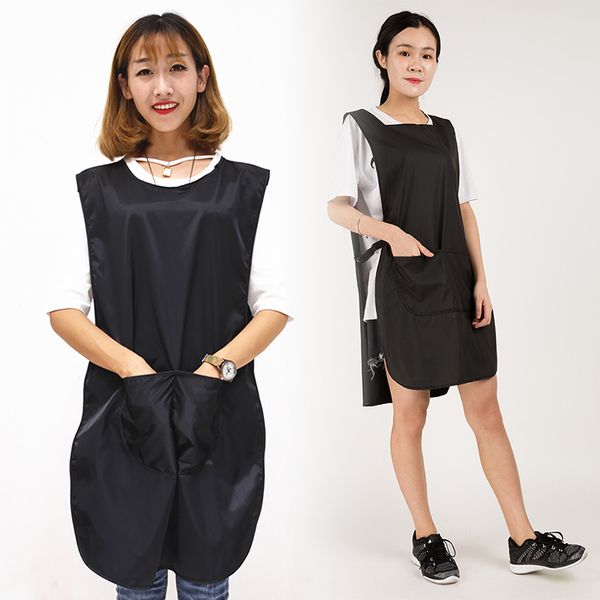 

New Lady Women Pure Color Cooking Kitchen Apron For Chef Waiter Cafe Shop BBQ Waterproof And Breathable Hairdresser Aprons