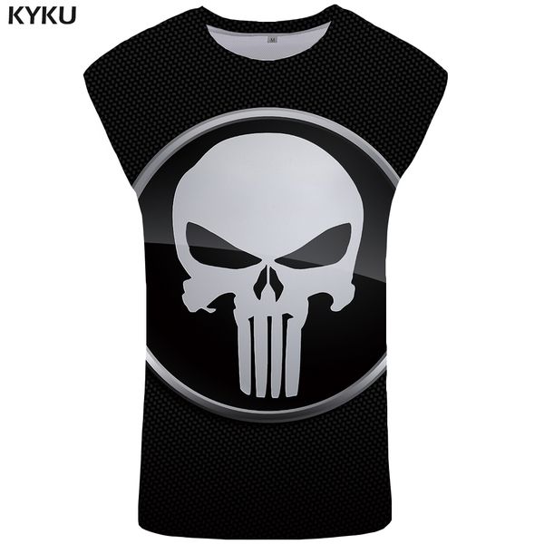 

happiness plum brand skull tank men singlet black ftness clothing rock mens bodybuilding stringer vest sleeveless shirt, White;black