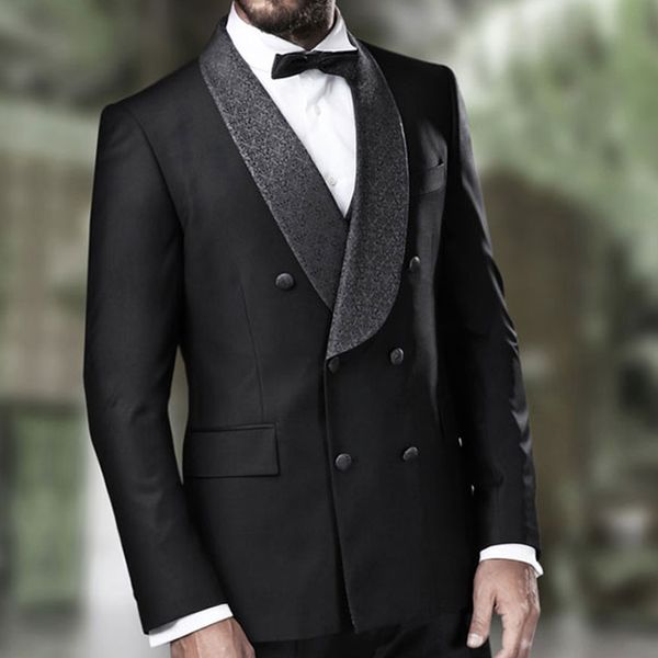 

latest design costume homme 2020 men's double-breasted black suits coat formal wedding tuxedo men jacket only without pant, White;black