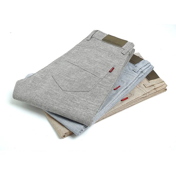 

2019 high quality men's linen pants men casual summer thin trousers men pantalones male pants size 38, Black