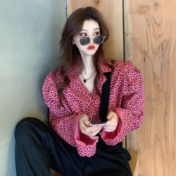 

women dresses fashion womens clothing store 2020 early autumn new leopard retro loose casual shirt coat all-match spring and autumn tide, White