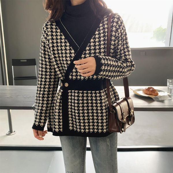 

superaen korean style women sweater coats temperament autumn new 2019 sweet wild ladies sweaters v-neck fashion knit, White