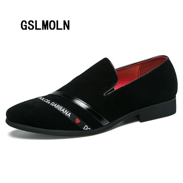 

2019 handmade new leather men dress shoes evening party wedding shoes daily office suit cow suede chaussures hommes en cui, Black