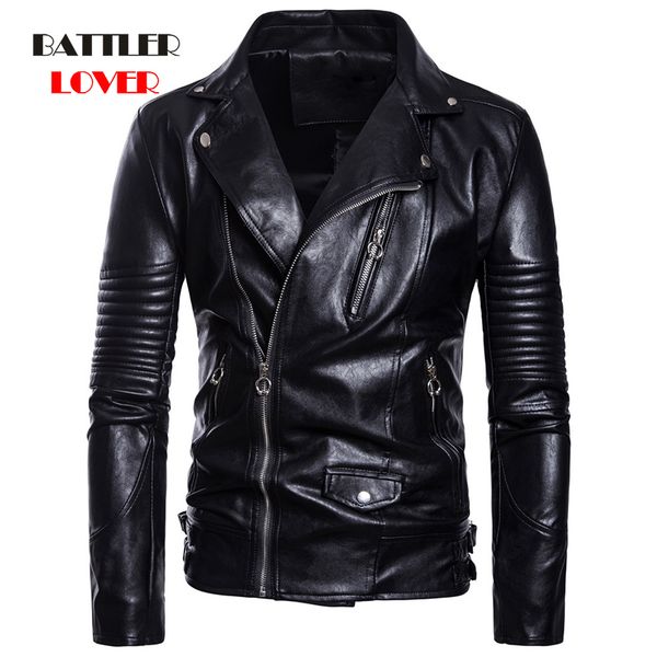 

mens leather jackets motorcycle turn-down collar zipper pockets coats male us size biker split leather fashion autumn outerwear, Black