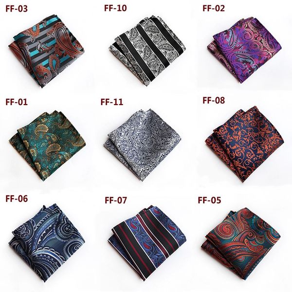 

men paisley floral silk satin pocket square hanky jacquard woven wedding party handkerchief, Black;gray