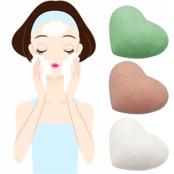 

brainbow 1pc heart shape dry sponge natural facial puff face wash pore cleansing sponge maquiagem cosmetic beauty tools
