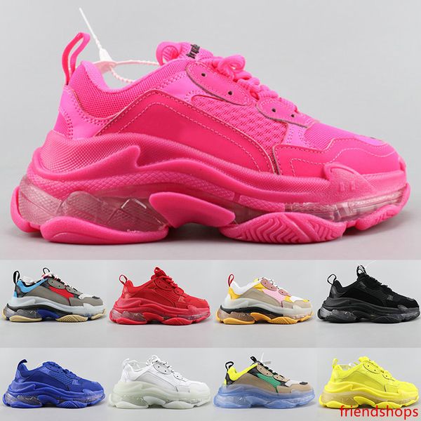 

designer luxury triple s casual shoes clear bubble midsole triple black white green men women platform sports sneakers trainers size 36-45