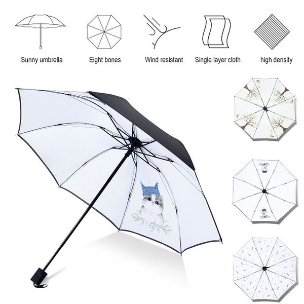 

umbrella courtyard furl dog printing 8 bones sunshade rainy day waterproof outdoor storage garden travel dustproof