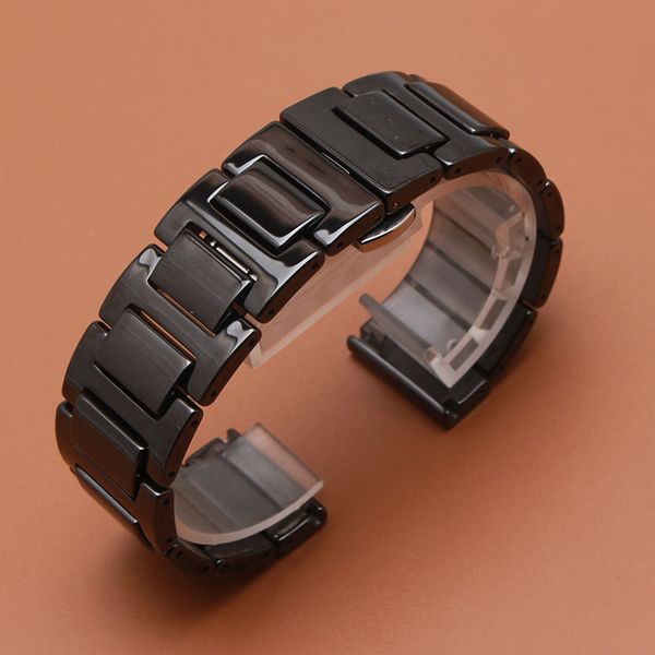 Preto Assista acessórios Cerâmica Polido pulseiras de relógio para relógios inteligentes pulseira Fit Gear S2 S3 S4 20mm 22mm moda promoção watch strap