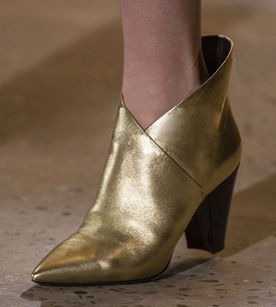 

metallic gold leather ankle boots high street fashion shoes women, Black