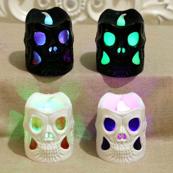 

new led luminous skull candle halloween creative led candle haunted house bar party halloween decorations plastic skull candles t2i5307