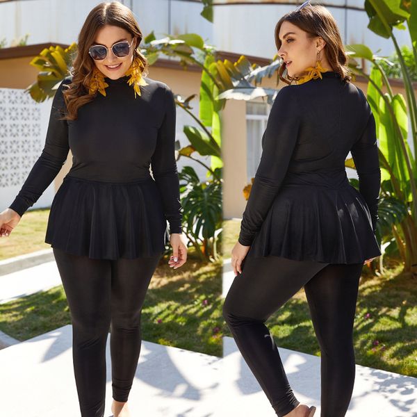 

womens designer enlarged black conservative sunscreen sports swimsuit muslim high collar long sleeve diving conjoined swimsuit, White