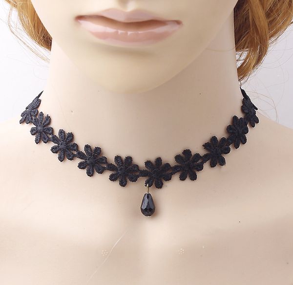

1pcs lace chocker women tassel tattoo velvet choker necklace statement collier ras du cou femme jewelry collana collares mujer, Golden;silver