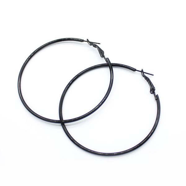

big circle black gold silver simple hoop earring for women 3 colors round punk statement earrings fashion jewelry, Golden;silver