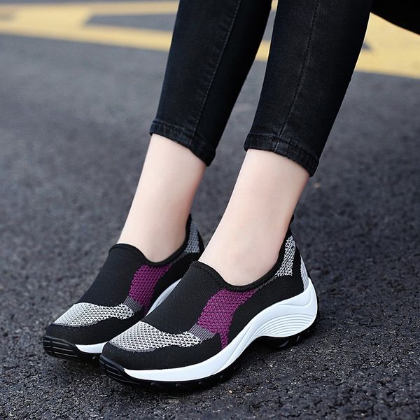

new women sneakers shoes woman casual flats women's flat shoes new soft breathable round toe slip on sneakers female, Black