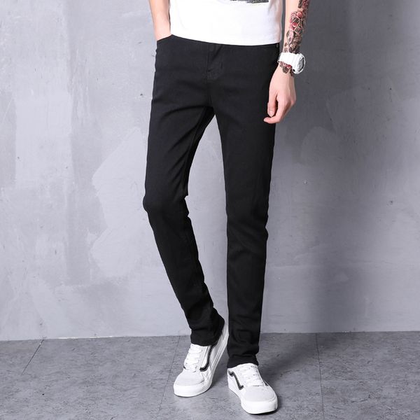 

2019 jeans men slim fit straight korean fashion casual homme denim trousers plus size 28-36 black full length pants male jeans, Blue