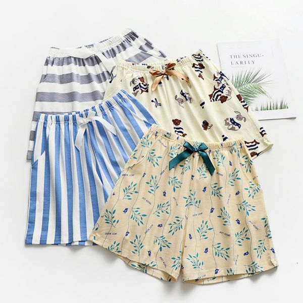 

summer print cotton sleep bottoms women -2xl large size harajuku new comfortable pajama pants drawstring loose home shorts, Black;red