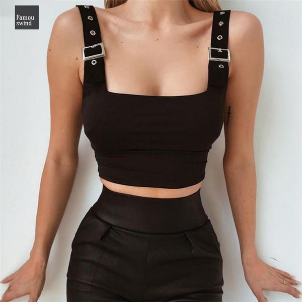 

solid casual tank fashion sleeveless solid slim short strap womens crop black women white 2019 new arrival