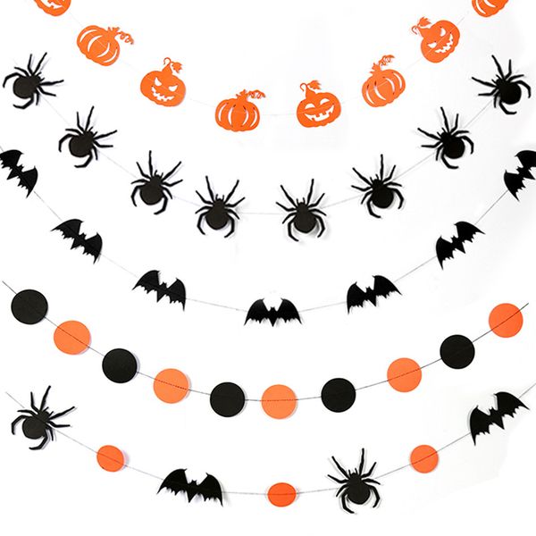 

halloween party decoration banner pumpkin bat spider shape wall hanging paper garland home decoration halloween supplies dbc vt0552