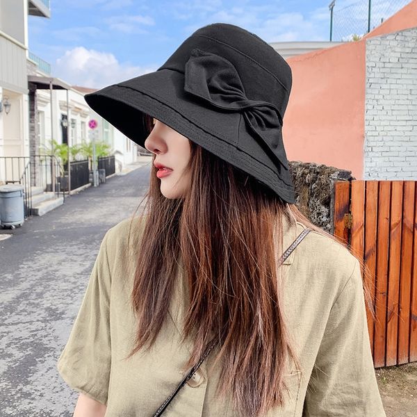 

summer 2020 lady side bow fisherman sun bucket bucket butterfly fisherman hat casual all-match basin hat tide, Blue;gray