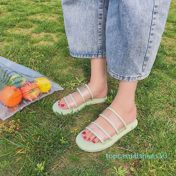 

slippers women summer luxury slides shoes transparent heel designer flat massage soft rome rubber basic pu shoes transparent t10, Black