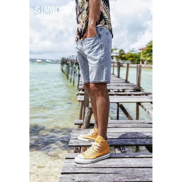 

simwood 2019 summer fashion denim shorts men slim fit casual cotton jeans trousers male plus size brand clothing 180071, White;black