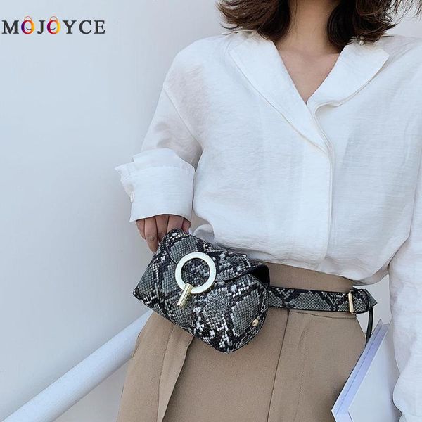 

fashion snake print belt bag women serpentine pu leather waist bags female fanny pack