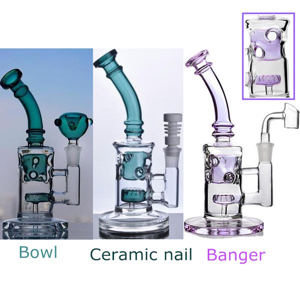 Dab Rig per pipa ad acqua in vetro a base solida da 8,5 pollici con gorgogliatore per pipa per narghilè in ceramica con giunto da 14 mm Disponibile