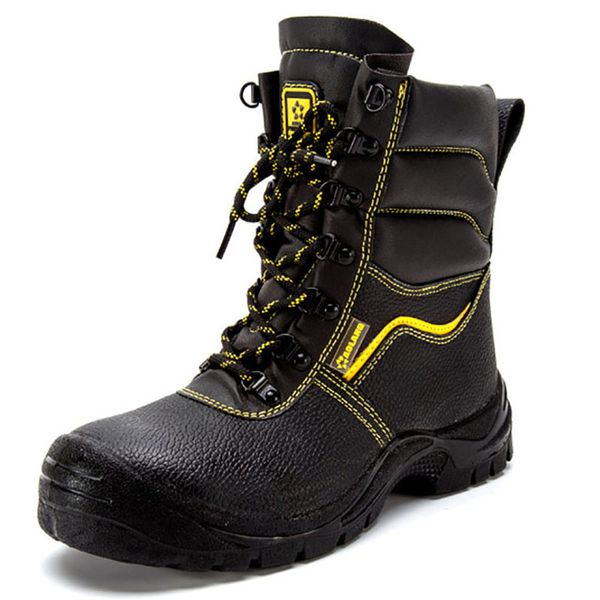 

winter shoes anti-smashing piercing work safety boot indestructible shoes genuine leather ankle boots men boots steel toe, Black