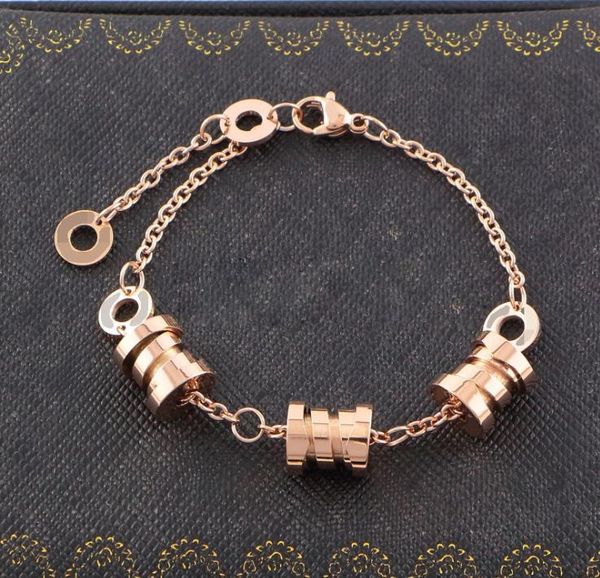 

three ring spring bracelet 18k rose gold titanium steel bracelet lovers jewelry gift hand ornament, Golden;silver
