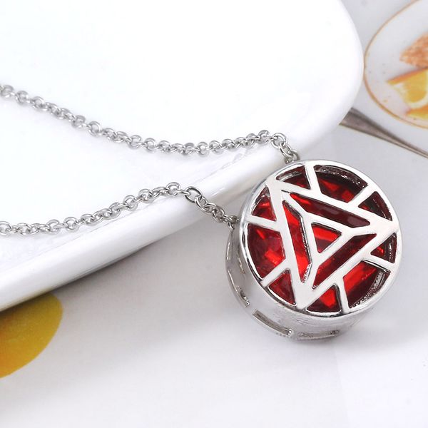 

2019 new marvel necklace iron man tony stark arc reactor heart pendant choker for women men fashion jewelry, Silver