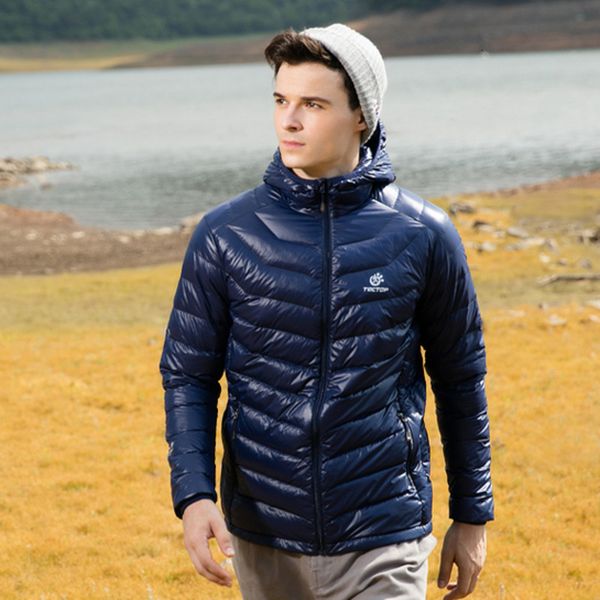 

men winter thermal ultralight down jacket male portable hooded white duck coat men warm thermal down parkas w027, Black