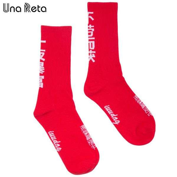 

una reta men's sock hip hop crew socks 100% cotton new arrivals casual high street collocation embroidery skateboard sock lovers, Black