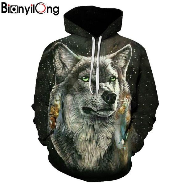 

mens hoodies new autumn cool 3d printed wolf sweatshirts hoodie casual tracksuits fashion women loose brand hoodie coats, Black