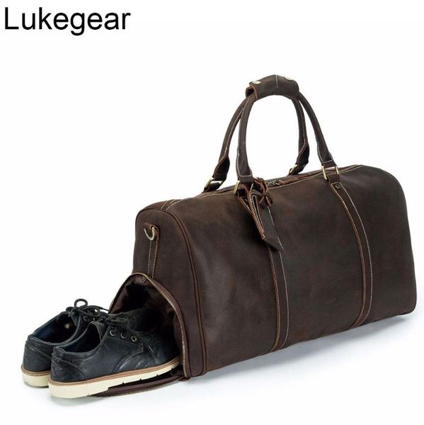 

lukegear из натуральной кожи сумки для путешествия 100% ручной работы стабильная вещевой пакеты для женщин овернайт внешняя сумка