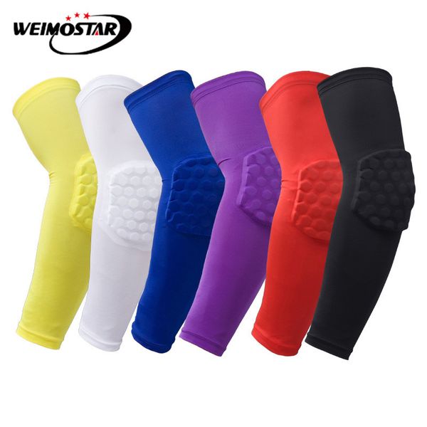 

1 pcs honeycomb basketball elbow pads sports safety volleyball long arm sleeve compression guard support for men women fitness, Black;gray