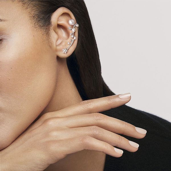 

new left right ear cuff earrings women gift jewelry full crystal star earcuffs fashion pearl plated earring, Golden;silver