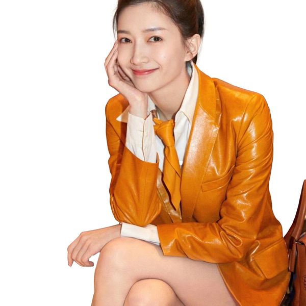 

women's leather & faux real sheepskin jackets genuine coat fashion lady overcoat, Black