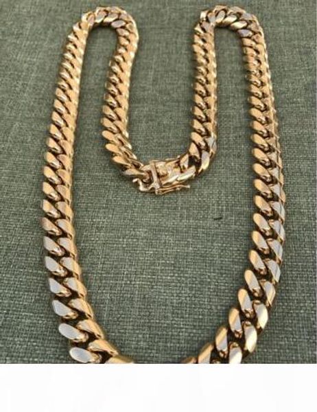 

14мм мужчины кубинский майами link chain 18k позолоченный из нержавеющей стали 270 грамм heavy, Silver