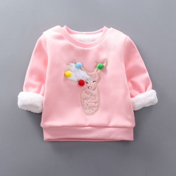 

zsiibo boys and girls sweater plus velvet baby cute embroidery christmas fashion fashion shirt thickening shirt wgtwy24, Black