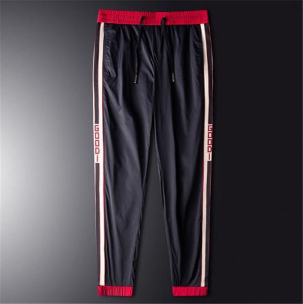 

summer mens lightweight pants comfortable patchwork designer mens slim pencil pants breathable males sports casual pants, Black