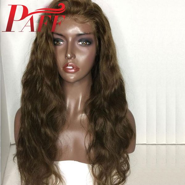 

paff 13x4 brown color lace front human hair wigs # 4 long loose wave lace human wig for women preplucked brazilian remy wig, Black;brown