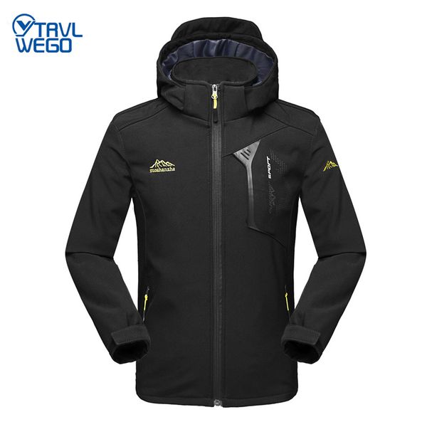 

trvlwego men's spring autumn softshell jacket men outdoor sports hooded coat trekking windbreaker waterproof hiking jackets, Blue;black