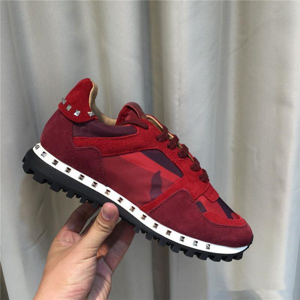 

[Оригинальная Коробка] Роскошный Дизайнер Рок Стад Кроссовки Обувь Высокого Каче