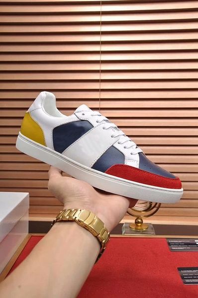 

2019 new low leather sneakers mens fashion designer causal shoes luxury trainers size euro 38-45 cs02, Black