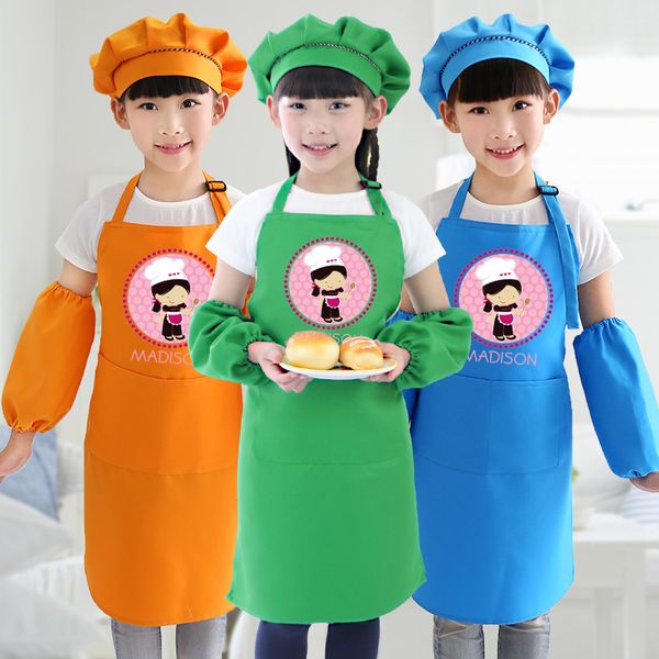 

children's custom apron painting clean and dry sleeve hat kids apron separated can print logo