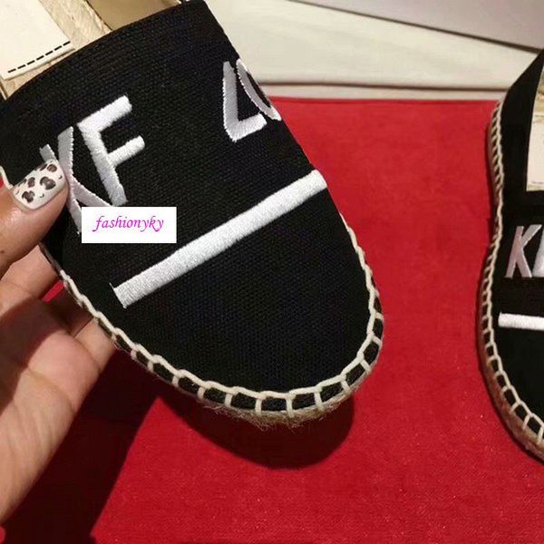 

новый модный вышитых соломы сплетенного обувь рыбак пара обуви, Black