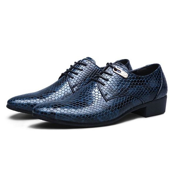 

2020 мужская зерна pu leather lace-up платье обувь бизнес-офис oxfords повседневный свадебные flats обувь большого размера 47, Black