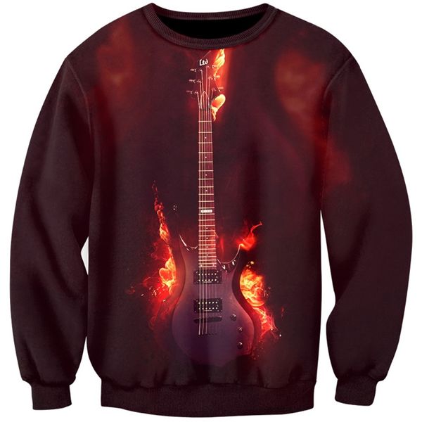 

cloudstyle 2019 the fire guitar sweatshirts men 3d print men hoodies musical instrument bass sweatshirts fast delivery s-5xl, Black